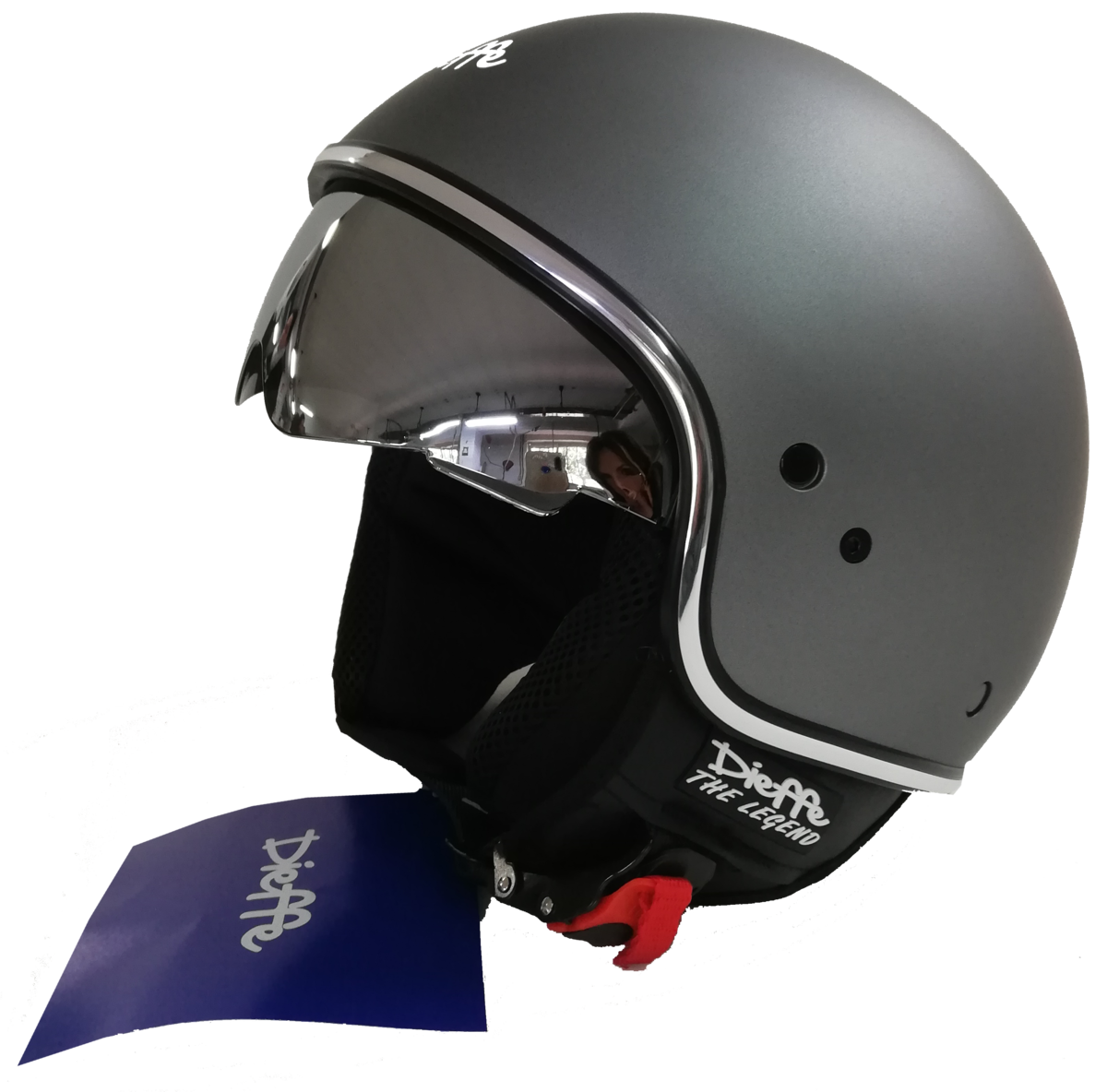 Demi Jet Scotland 120032 Elite Titanio - Omologato, Con Visiera